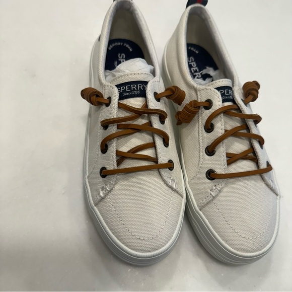Sperry Topsiders Women Crest Vibe Platform Sneakers White Leather Laces 6 NEW - Picture 6 of 8